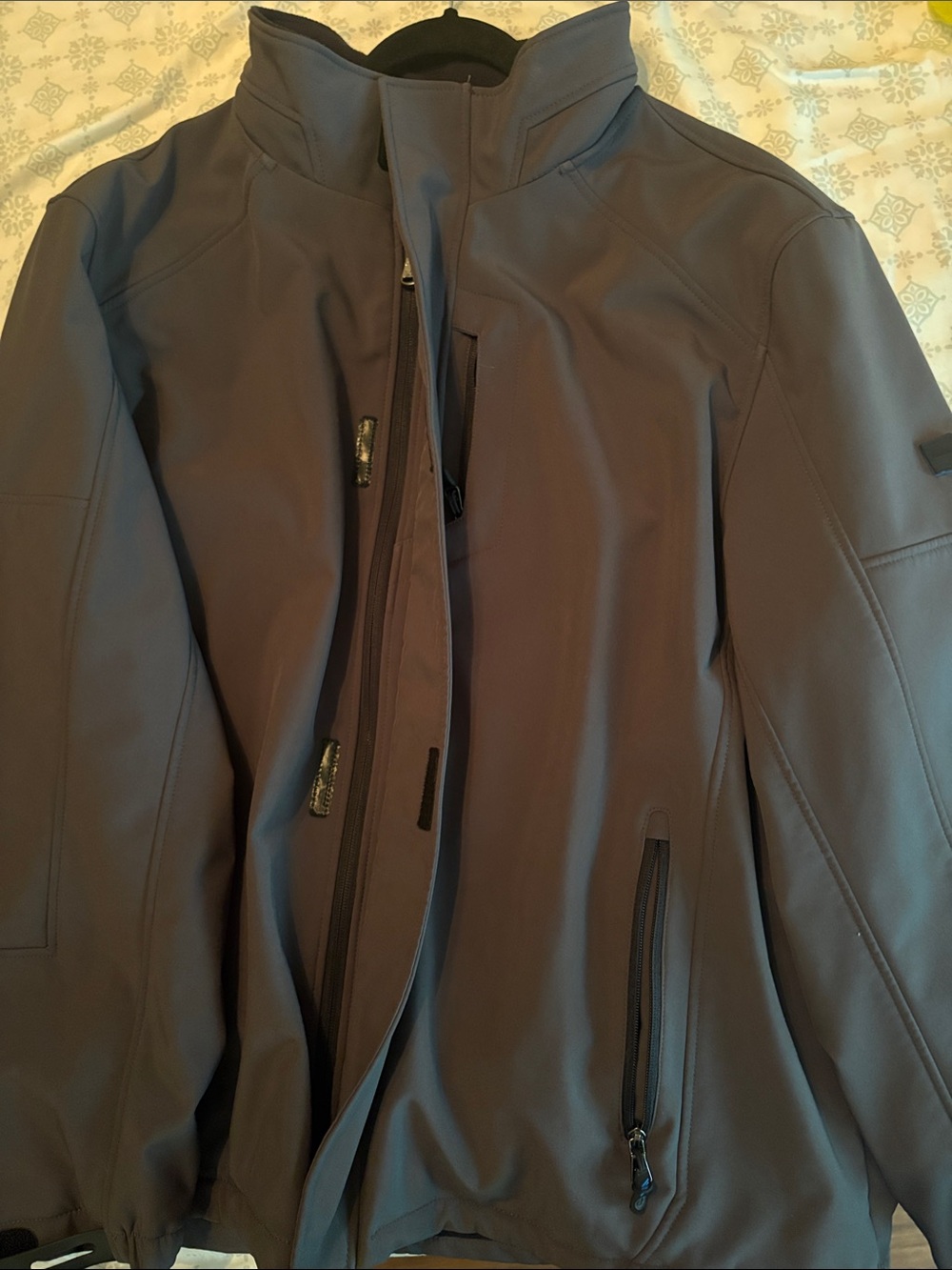 Calvin Klein Men's Grey Fleece-Lined Softshell Jacket
